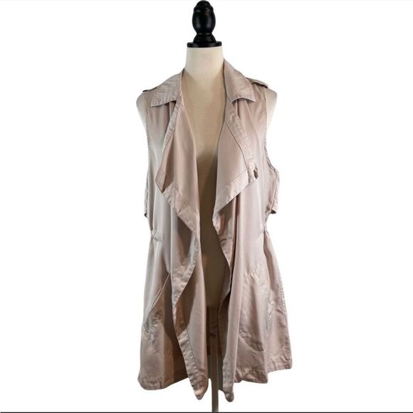 NORDSTROM BB DAKOTA HALLET DRAPE FRONT VEST TENCEL BONE TAN SIZE SMALL - Picture 2 of 11